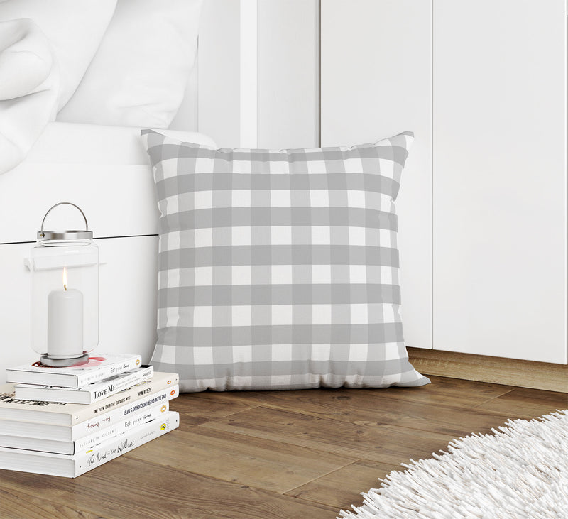 GREY GINGHAM DREAM Accent Pillow By Kavka Designs