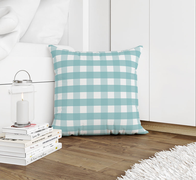 AQUA GINGHAM DREAM Accent Pillow By Kavka Designs