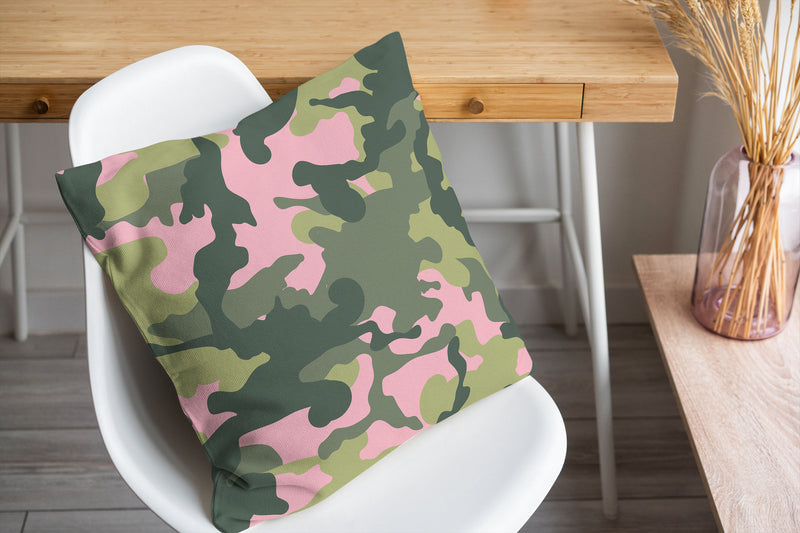 CAMO FLOW PINK AND GREEN Accent Pillow By Kavka Designs