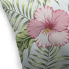 GREEN TROPICAL LEAVES AND PINK HIBISCUS Accent Pillow By Kavka Designs