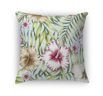 GREEN TROPICAL LEAVES BURGUNDY HIBISCUS Accent Pillow By Kavka Designs