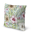 GREEN TROPICAL LEAVES BURGUNDY HIBISCUS Accent Pillow By Kavka Designs