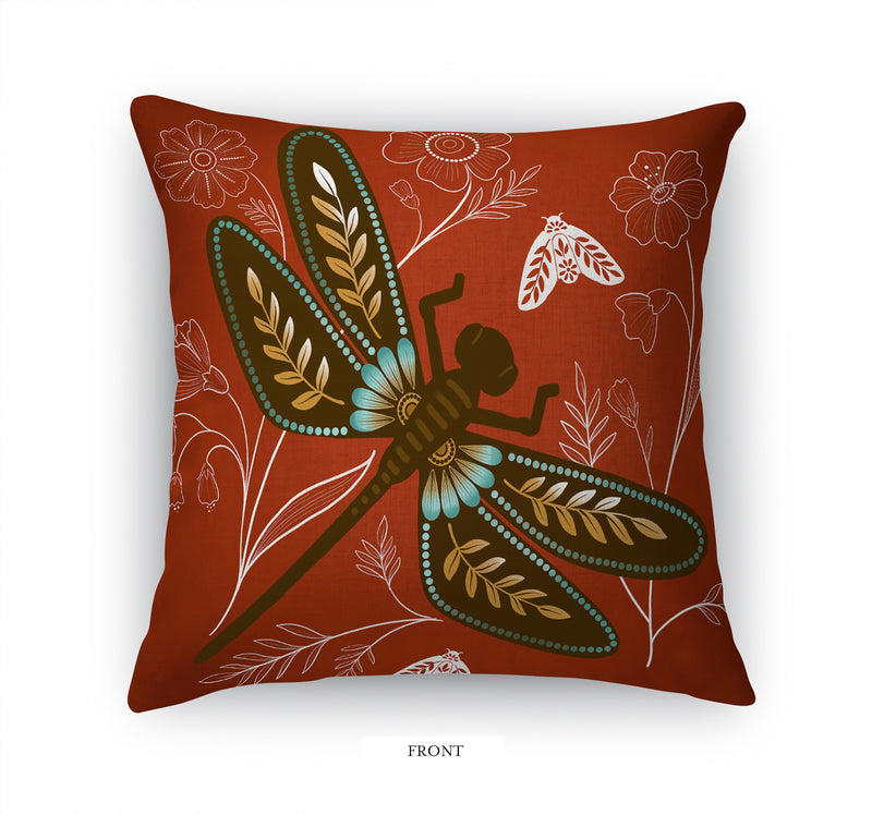 DRAGONFLY SILHOUETTE BROWN Accent Pillow By Kavka Designs