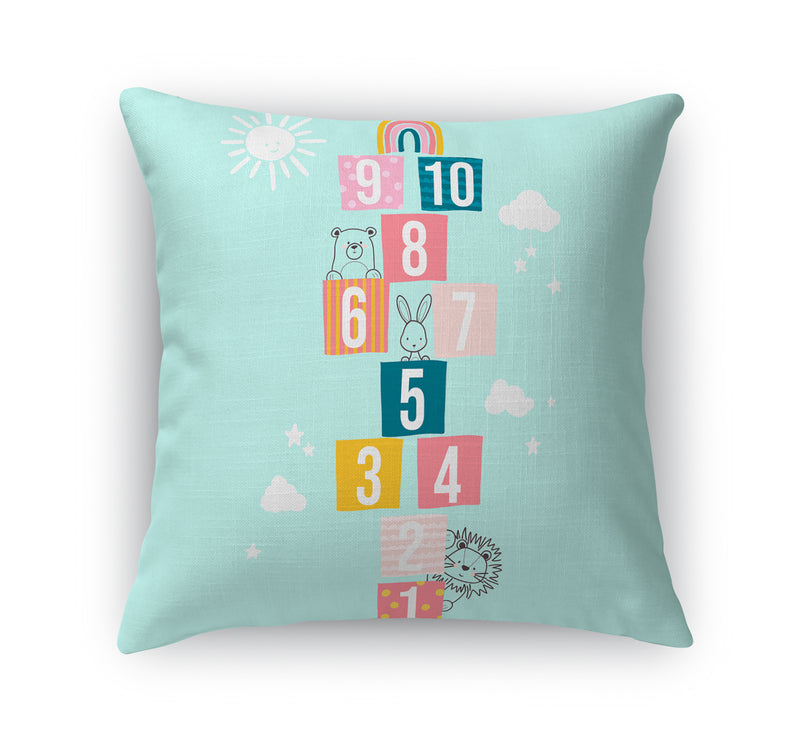 HOPSCOTCH ANIMALS BLUE Accent Pillow By Kavka Designs