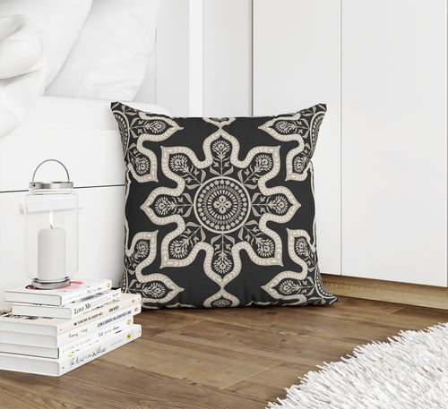 MULTI MANDELA CHARCOAL BOLD Accent Pillow By Kavka Designs