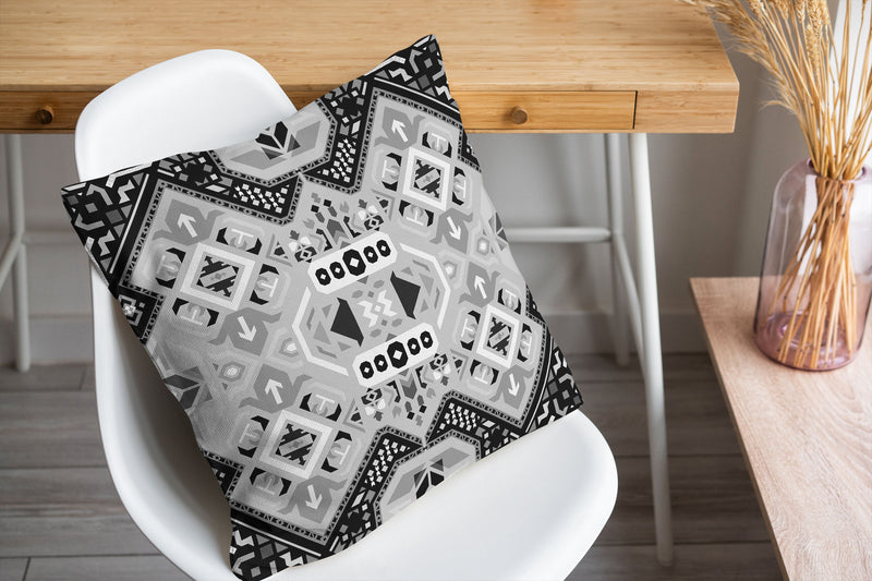 ABADEH CHARCOAL AND WHITE Accent Pillow By Kavka Designs