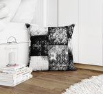 ECLECTIC BOHEMIAN PATCHWORK CHARCOAL & WHITE Accent Pillow By Kavka Designs