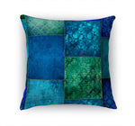 ECLECTIC BOHEMIAN PATCHWORK BLUE AND GREEN Accent Pillow By Kavka Designs