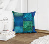 ECLECTIC BOHEMIAN PATCHWORK BLUE AND GREEN Accent Pillow By Kavka Designs