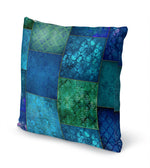 ECLECTIC BOHEMIAN PATCHWORK BLUE AND GREEN Accent Pillow By Kavka Designs