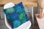 ECLECTIC BOHEMIAN PATCHWORK BLUE AND GREEN Accent Pillow By Kavka Designs