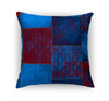 ECLECTIC BOHEMIAN PATCHWORK BLUE AND RED Accent Pillow By Kavka Designs