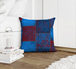 ECLECTIC BOHEMIAN PATCHWORK BLUE AND RED Accent Pillow By Kavka Designs