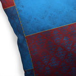 ECLECTIC BOHEMIAN PATCHWORK BLUE AND RED Accent Pillow By Kavka Designs