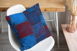 ECLECTIC BOHEMIAN PATCHWORK BLUE AND RED Accent Pillow By Kavka Designs