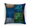 ECLECTIC BOHEMIAN PATCHWORK BLUE GREEN AND GOLD Accent Pillow By Kavka Designs