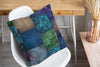 ECLECTIC BOHEMIAN PATCHWORK BLUE GREEN AND GOLD Accent Pillow By Kavka Designs