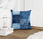 ECLECTIC BOHEMIAN PATCHWORK BLUE Accent Pillow By Kavka Designs