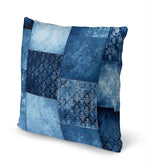 ECLECTIC BOHEMIAN PATCHWORK BLUE Accent Pillow By Kavka Designs