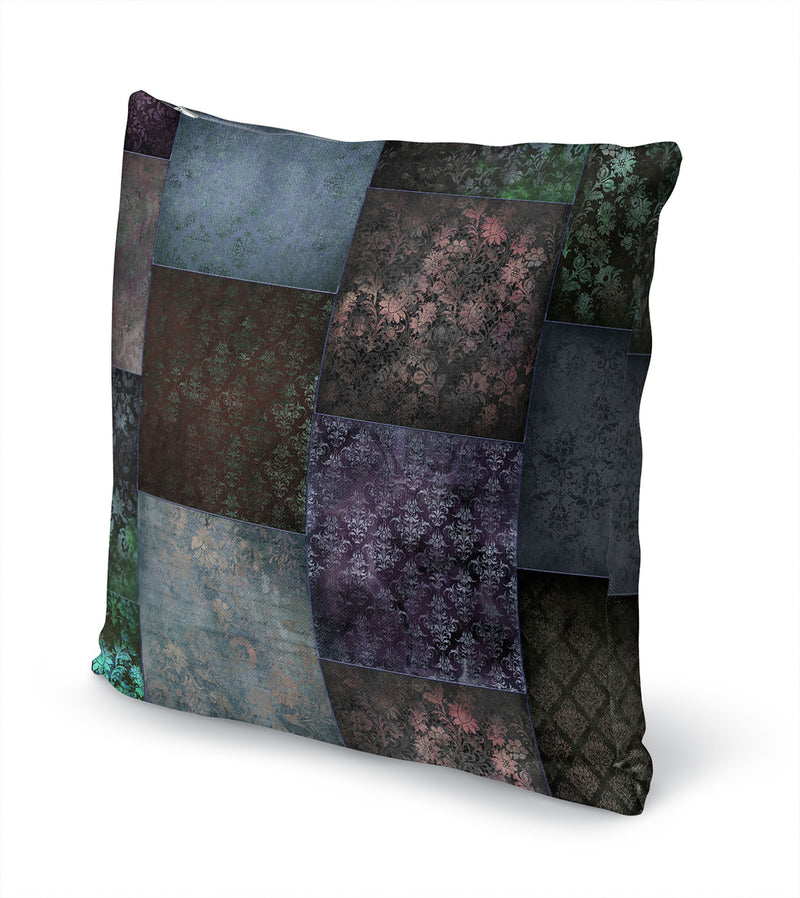 ECLECTIC BOHEMIAN PATCHWORK BROWN PURPLE AND GREEN Accent Pillow By Kavka Designs