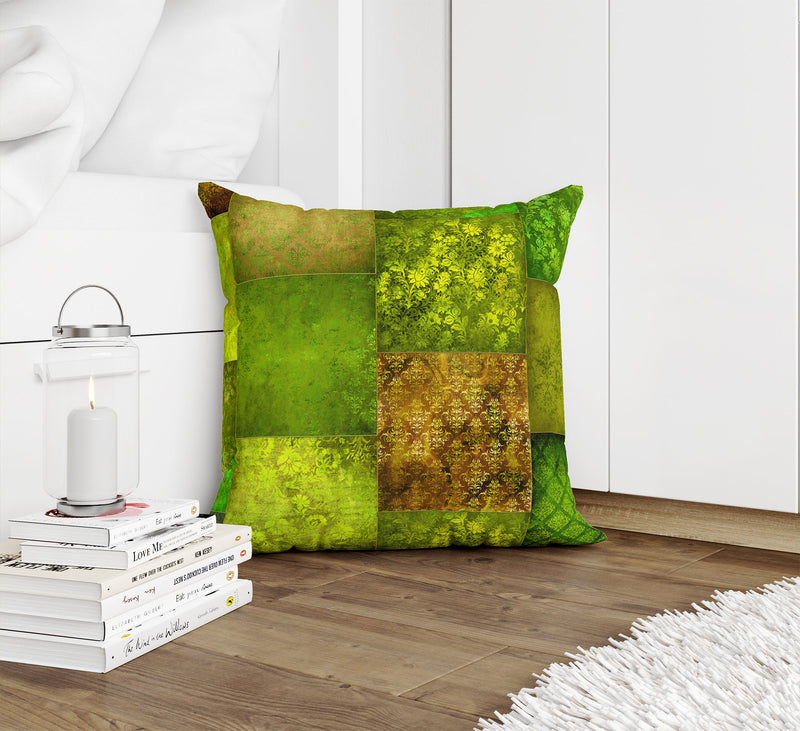 ECLECTIC BOHEMIAN PATCHWORK CILANTRO Accent Pillow By Kavka Designs