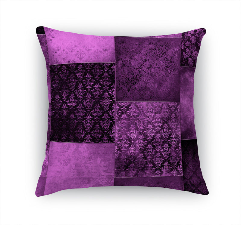 ECLECTIC BOHEMIAN PATCHWORK EGGPLANT AND MAUVE Accent Pillow By Kavka Designs