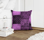 ECLECTIC BOHEMIAN PATCHWORK EGGPLANT AND MAUVE Accent Pillow By Kavka Designs