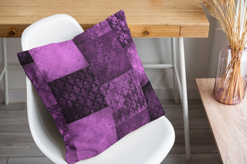 ECLECTIC BOHEMIAN PATCHWORK EGGPLANT AND MAUVE Accent Pillow By Kavka Designs