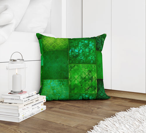 ECLECTIC BOHEMIAN PATCHWORK GREEN Accent Pillow By Kavka Designs