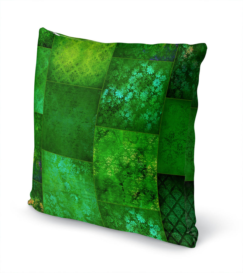 ECLECTIC BOHEMIAN PATCHWORK GREEN Accent Pillow By Kavka Designs