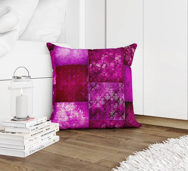 ECLECTIC BOHEMIAN PATCHWORK MAGENTA Accent Pillow By Kavka Designs