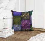 ECLECTIC BOHEMIAN PATCHWORK PURPLE GREEN AND GOLD Accent Pillow By Kavka Designs