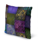 ECLECTIC BOHEMIAN PATCHWORK PURPLE GREEN AND GOLD Accent Pillow By Kavka Designs