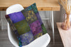 ECLECTIC BOHEMIAN PATCHWORK PURPLE GREEN AND GOLD Accent Pillow By Kavka Designs