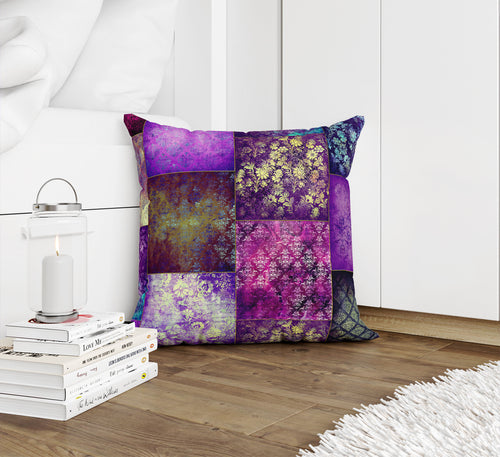 ECLECTIC BOHEMIAN PATCHWORK PURPLE Accent Pillow By Kavka Designs