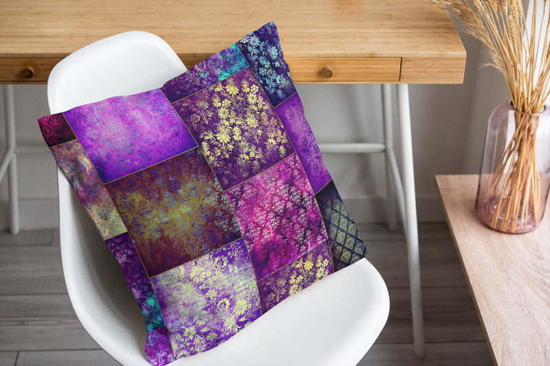 ECLECTIC BOHEMIAN PATCHWORK PURPLE Accent Pillow By Kavka Designs