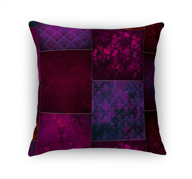 ECLECTIC BOHEMIAN PATCHWORK WINE AND PURPLE Accent Pillow By Kavka Designs