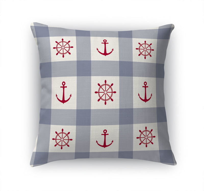 ANCHOR GALORE BLUE AND RED Accent Pillow By Kavka Designs