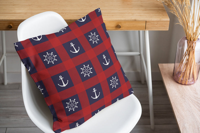 ANCHOR GALORE NAVY AND RED Accent Pillow By Kavka Designs