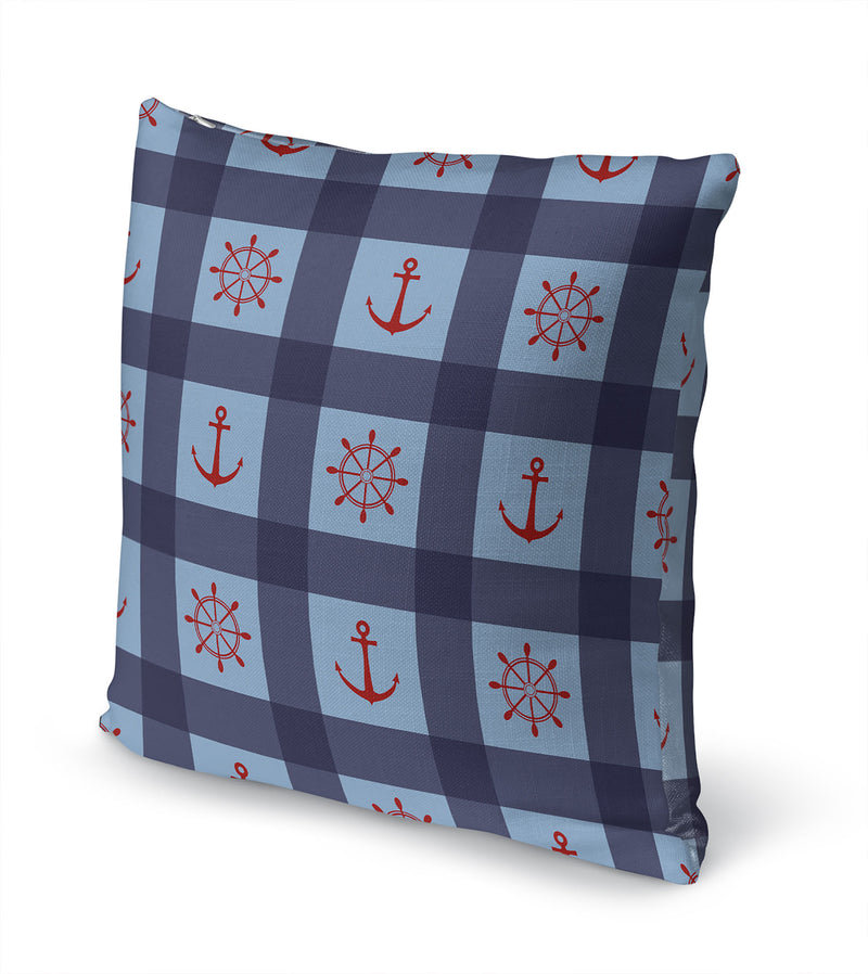 ANCHOR GALORE LIGHT BLUE AND RED Accent Pillow By Kavka Designs