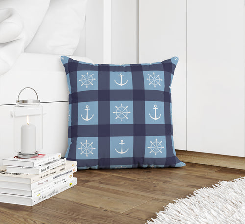 ANCHOR GALORE NAVY AND LIGHT BLUE Accent Pillow By Kavka Designs