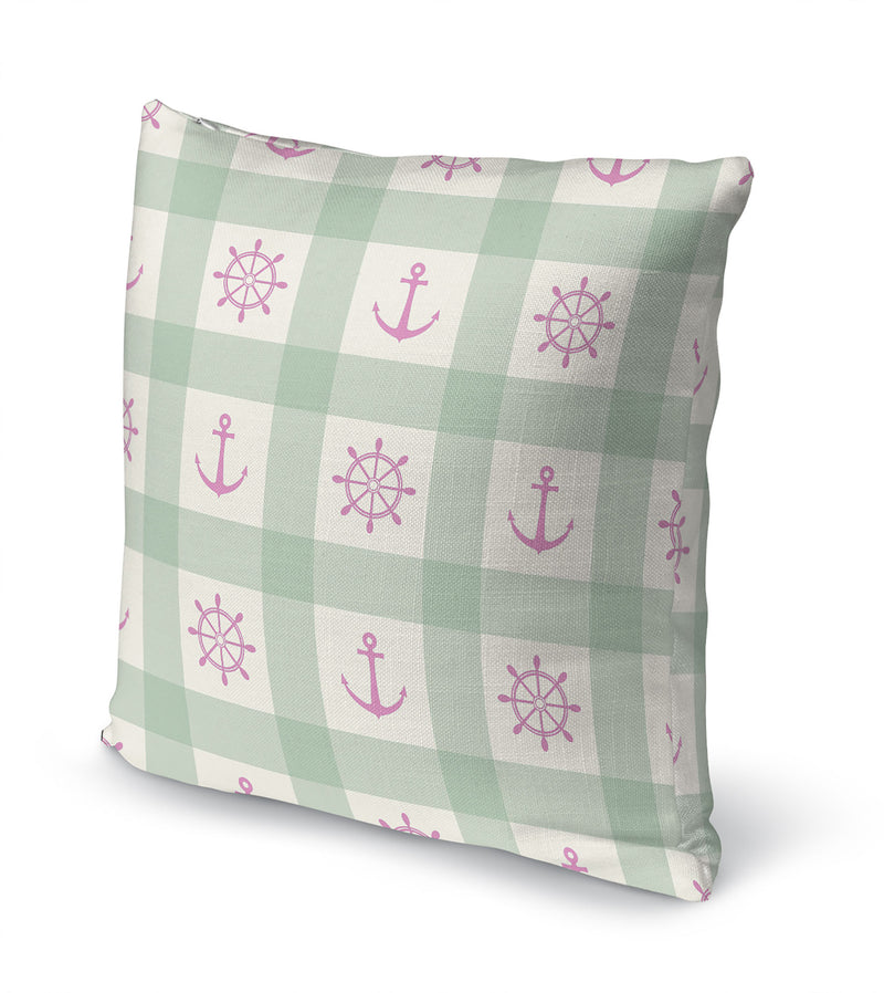 ANCHOR GALORE MINT AND PINK Accent Pillow By Kavka Designs