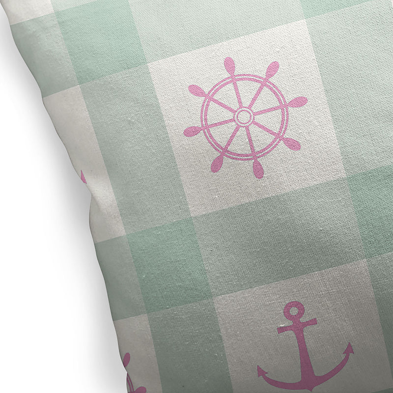 ANCHOR GALORE MINT AND PINK Accent Pillow By Kavka Designs