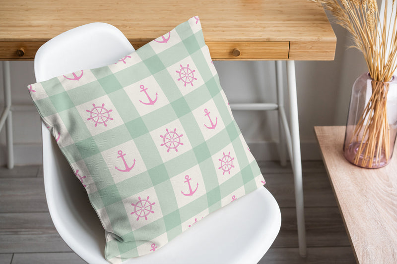 ANCHOR GALORE MINT AND PINK Accent Pillow By Kavka Designs