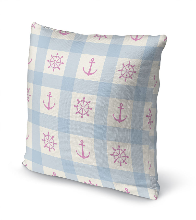 ANCHOR GALORE LIGHT BLUE AND PINK Accent Pillow By Kavka Designs