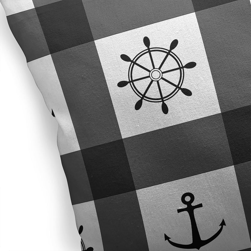 ANCHOR GALORE CHARCOAL AND WHITE Accent Pillow By Kavka Designs