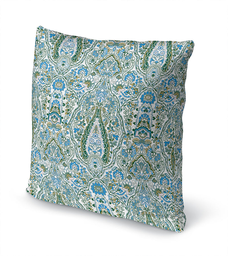 KIRMAN BLUE AND GREEN REVERSED Accent Pillow By Kavka Designs