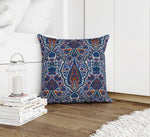 KIRMAN BLUE AND ORANGE Accent Pillow By Kavka Designs