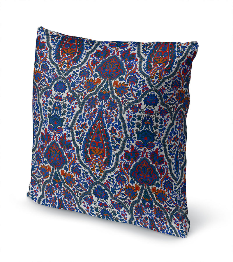 KIRMAN BLUE AND ORANGE Accent Pillow By Kavka Designs