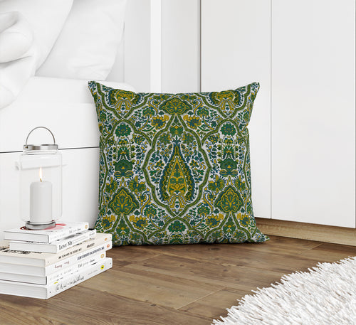 KIRMAN GREEN AND YELLOW Accent Pillow By Kavka Designs